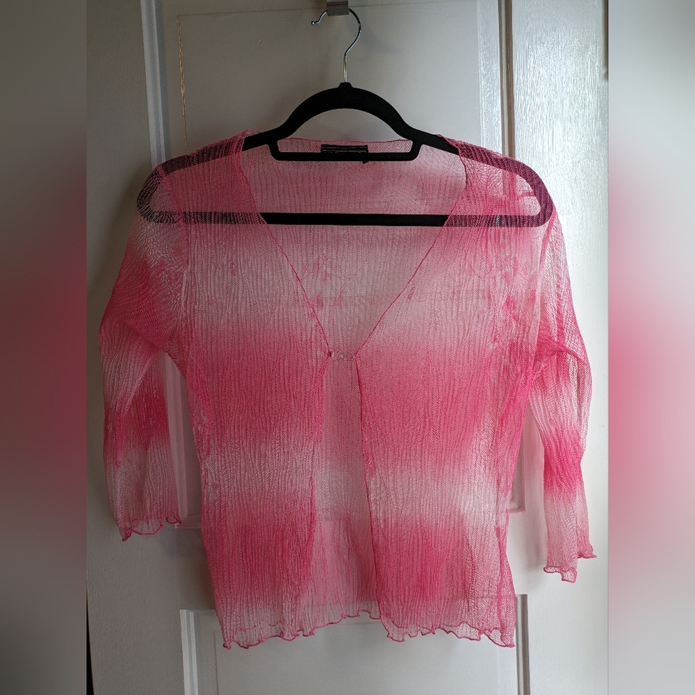 Jus d'Orange Paris sheer pink Y2K cardigan top